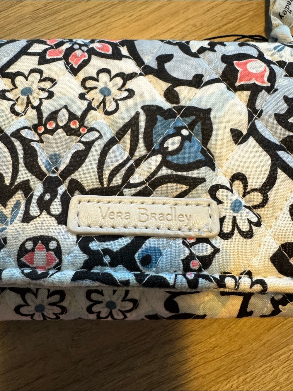 Vera Bradley Blue, Pink & Black Floral Quilted Wristlet - Picture 3 of 7
